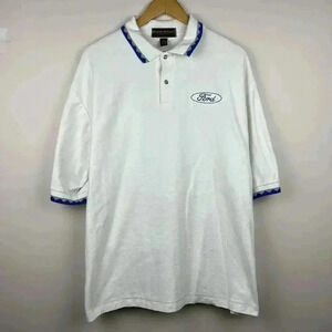 Ford Logo Short Sleeve Polo Shirt - Classic White with Blue Accents